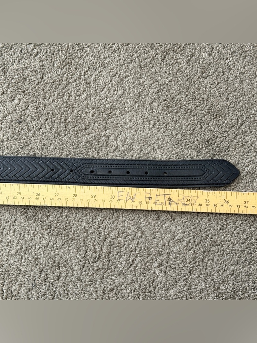 Vintage Black Leather Belt VW Bus‎ Hippie Buckle Sz 32 Funky Unique - Picture 10 of 10